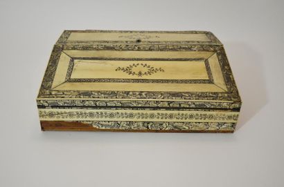 null WRITING in ivory marquetry chiselled with vegetal and floral motifs and inlaid...
