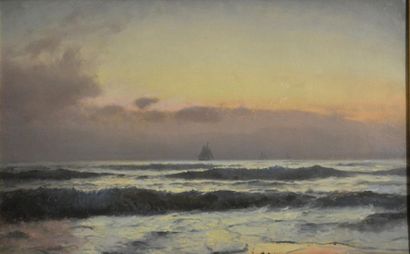 null Carl Neumann (1833 - 1891)
Paysage marin, 1874
Huile sur papier marouflé sur...