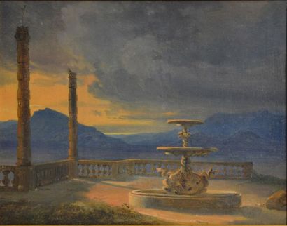 null Thorald Læssøe (1816 - 1878)
Fontaine sur une terrasse italienne
Huile sur carton,...