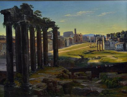 null Niels Bredal (1841 - 1888)
Vue d'un forum romain depuis le Capitole, au loin...