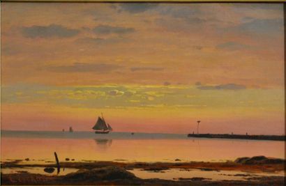 null Christian Eckardt. (1832 - 1914)
Coucher de soleil, vers 1860
Huile sur toile...