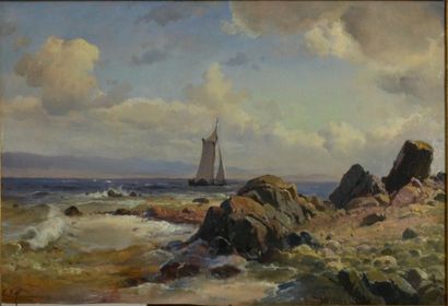 null Carl Frederik Sørensen. (1818 - 1879)
Scène côtière norvégienne, 1871
Huile...