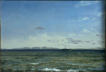 null Emanuel Larsen (1823 - 1859)
Vue de Kattegat au large des côtes danoises
Huile...