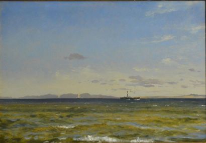 null Emanuel Larsen. (1823 - 1859)
Vue des côtes danoises, vers 1855
Huile sur toile
36...