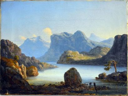 null Gustav Mordt. (1826 - 1856)
Paysage norvégien, 1848
Huile sur toile signée et...