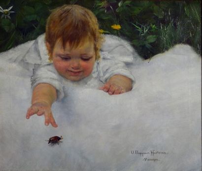 null Olga Beggrow Hartmann (russe/allemande -1862 - 1922)
L'enfant et le scarabée,...