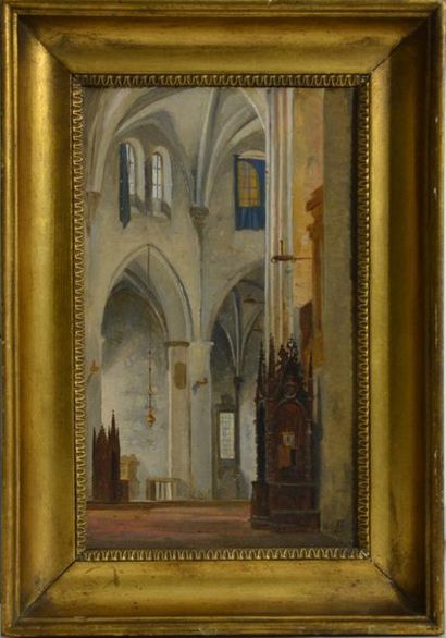 null Niels Simonsen. (1807 - 1885)
Église dans le Tyrol, 1835
Huile sur toile monogrammée,...