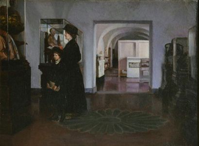 null Sophus Vermehren (1866 - 1950)
Visite de musée, 1890
Huile sur toile, signée...