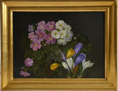null Johan Christian Thornam. (1822 - 1908)
Fleurs, 1859
Huile sur panneau monogramée...