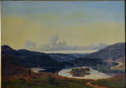 null Vilhelm Kyhn (1819 - 1903)
Les lacs de Silkeborg , 1846
Huile sur toile signée...