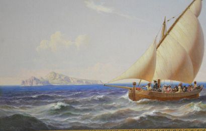 null Niels Simonsen. ( 1807 - 1885)
La traversée vers Capri, 1876
Huile sur toile...