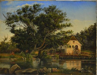 null Vilhelm Gertner. (1818 - 1871)
Moulin de Silkeborg dans le Jutland, Danemark,...