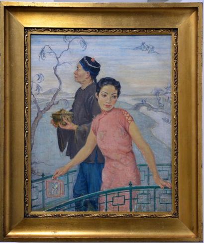 null Viktor Isbrand. (1897 - 1989)
Terrasse chinoise, vers 1930
Huile sur toile
61...