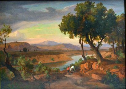 null Louis Gurlitt. (1812 - 1897)
Paysage italien, vers 1840
Huile sur panneau 
31...