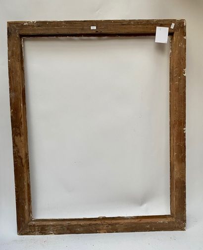 null FRAME with upside down profile in moulded, carved and gilded wood with laurel...