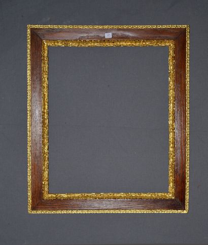 null FRAME with upside down profile and sloping in stained wood and gilded stucco...