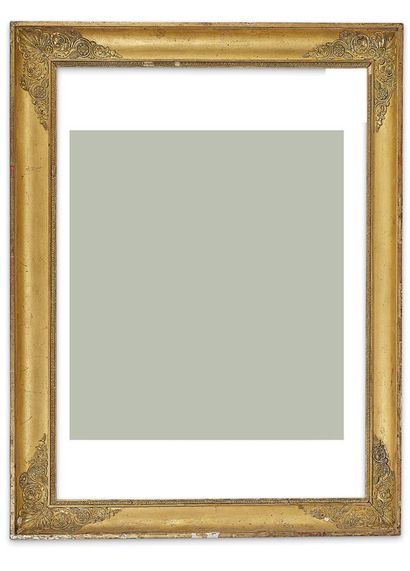 null Large FRAME in gilded wood and paste with decoration of staples of rinceaux...