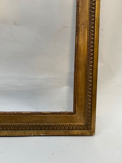 null Moulded, carved and gilded wood frame with a frieze of rosary and raise-of-heart...