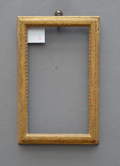 null Small carved and gilded wooden FRAME with raise-of-heart decoration, frieze...