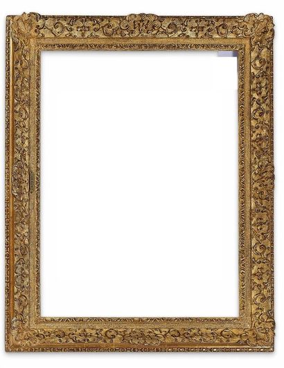 null Gilded wood and stucco frame with Bérain decoration. (missing) 
nineteenth century...