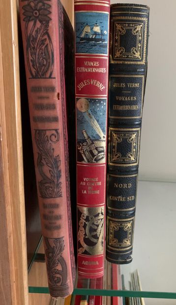 null Lot de livres reliés et brochés, 

19ème et 20ème s. Dont 3 Jules Verne