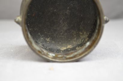 null CHINE - XVIIIe/XIXe siècle

Brûle-parfum en bronze à patine brune, deux anses...