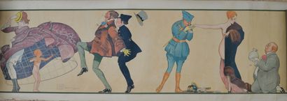 null Georges LEONNEC (1881-1940)

Quatre bandeaux humoristiques formant une frise...