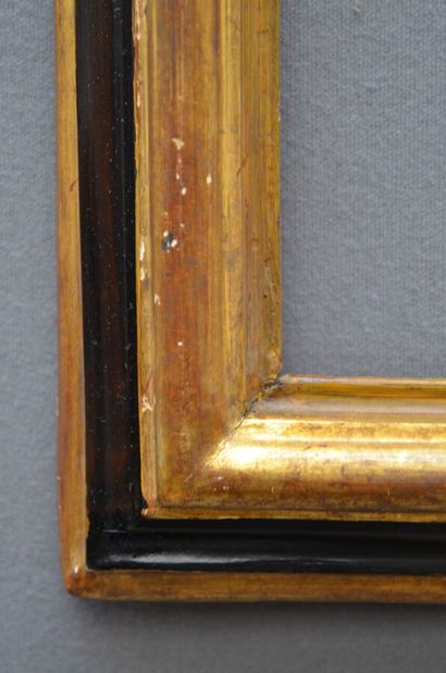 null CADRE à profil renversé en bois mouluré, doré et noirci

Italie, XVIIIème siècle

32,5...