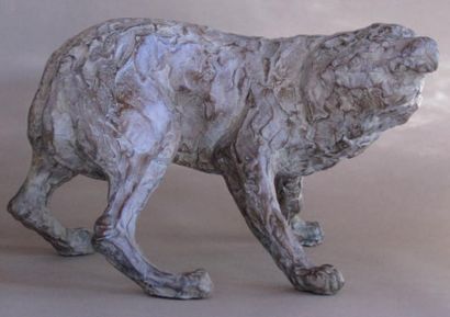 AUBRY Erik (né en 1956) Loup Bronze signé et numéroté 2/8 H: 15 cm, L: 23 cm, l:17...