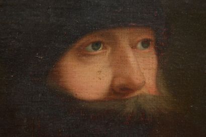  Ecole ALLEMANDE vers 1800 
Portrait d'homme barbu 
Toile marouflée sur panneau 
31...