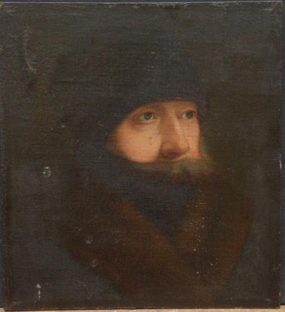  Ecole ALLEMANDE vers 1800 
Portrait d'homme barbu 
Toile marouflée sur panneau 
31...