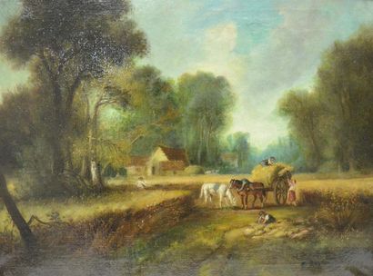  19th century FRENCH school 
The harvest 
Oil on canvas 
50 x 64,5 cm 
(Wear)