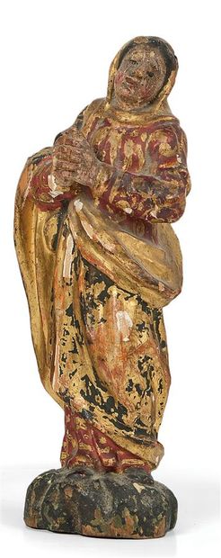 null VIERGE implorant en bois sculpté polychrome et doré (usures)

XVIIème siècle

Haut. :...