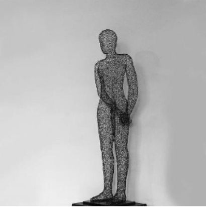  Remy SAMUZ (Béninois, 1982) 
Homme sur pied, 
Sculpture en fil de fer de couleur...