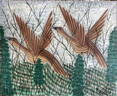 null Mwila (Actif entre 1955 et 1960)

Couple d'oiseaux en vol

Huile sur toile de...