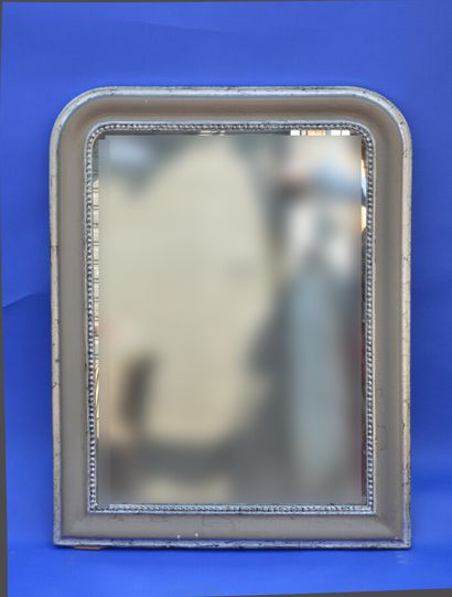 MIRROR in silvered moulded wood with rounded...