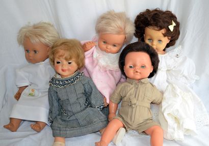 Suite of five celuloid dolls and miscell...