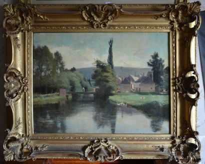LAURENCE A.

The landscape with the bridge

Oil...