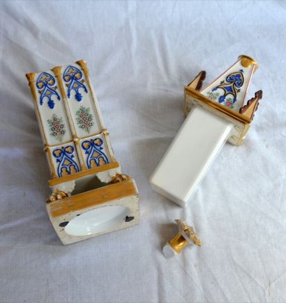 null A neo-Gothic architectural polychrome porcelain bottle (small missing parts)

Paris,...