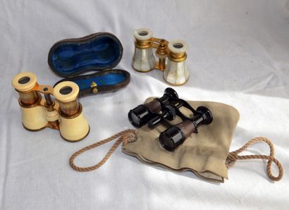 Set of three theatre binoculars