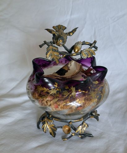 Skirted glass bowl with bronze mountings...