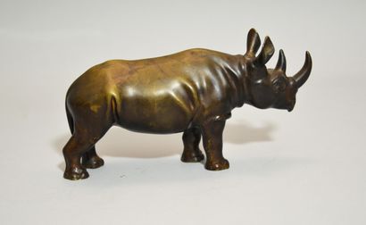 LE VERRIER Max (1891-1973) 
Rhinocéros 
Bronze...