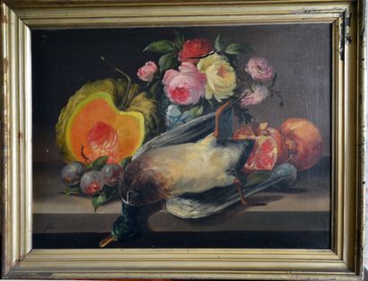 null French school end of XIXth century, 

Still life with duck (accident)

Still...