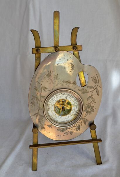 Bronze and brass barometer in the shape of...
