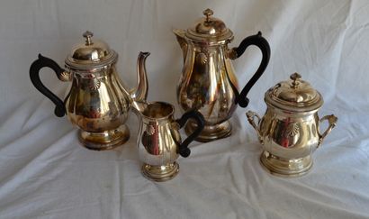 Tea and coffee set, silver plated, 4 pie...