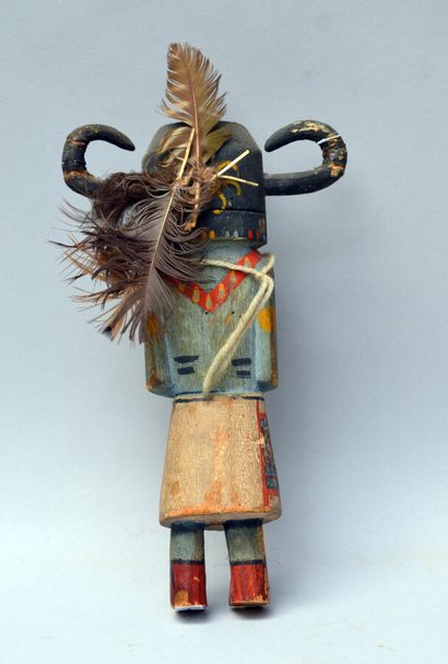  KATCHINA NATASKA "ogre noir " 
 HOPI (Arizona), circa 1930 
Masque cornu noir avec...