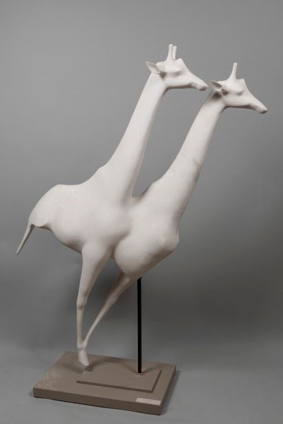 LHOSTE 
Les girafes 
Plâtre 
Haut : 152 ...