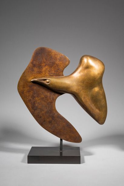 LHOSTE 
Oiseau double face, 1971 
Bronze....