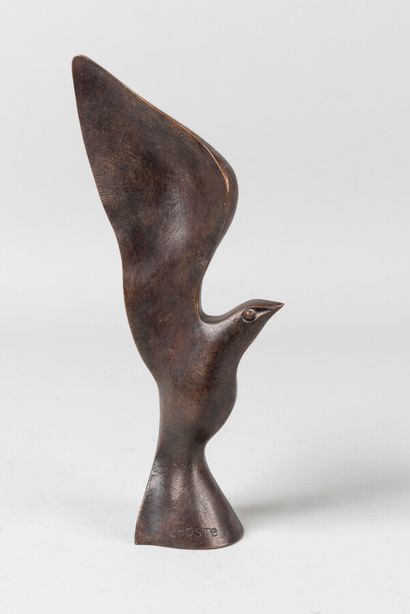 LHOSTE 
Oiseau stylisé 
Bronze à patine brune,...