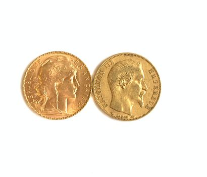 null TWO PIECES of 20 Francs gold.

Weight: 12.9 g